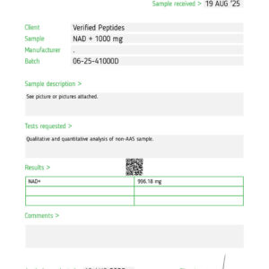 NAD Certificate of Analysis Lab Test Report August 2025