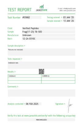 Frag(17-23) TB500 Endotoxin Lab Report January 2025