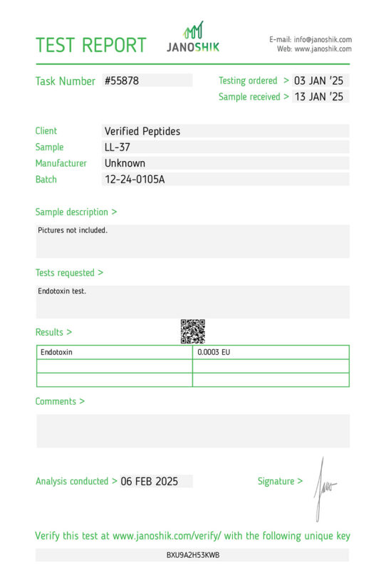 LL-37 Endotoxin Lab Report January 2025