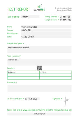 FOXO4-DRI Endotoxin Test Report March 2025