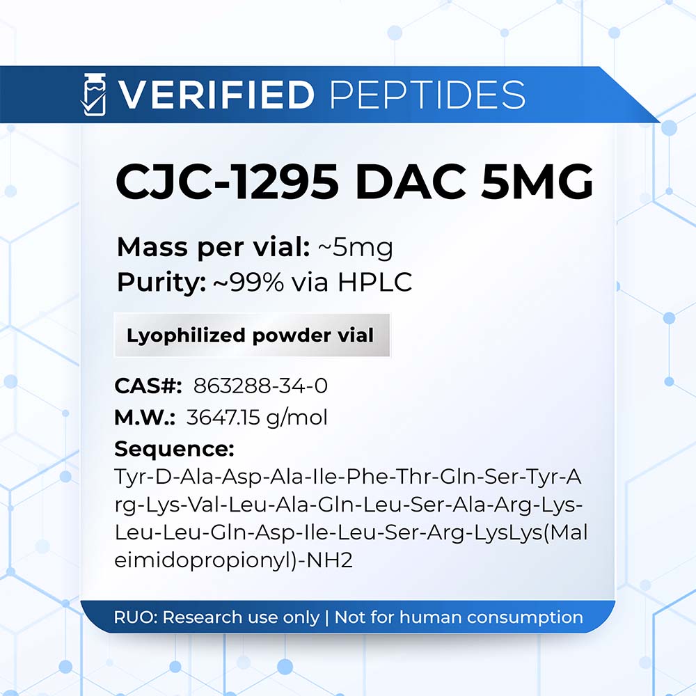 An information sheet for our 5MG CJC-1295 DAC peptide.