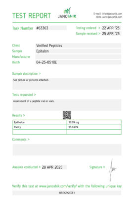 Epitalon Lab Report Test April 2025