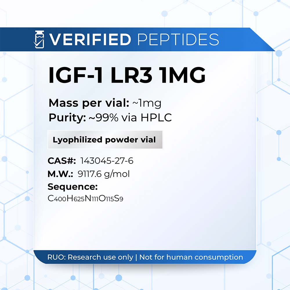 An information sheet for our 1MG IGF-1 LR3 peptide.