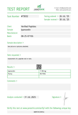 Ipamorelin Certificate of Analysis Lab Test Report July 2025