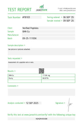 GHK-Cu Peptide Certificate of Analysis Lab Test Report September 2025