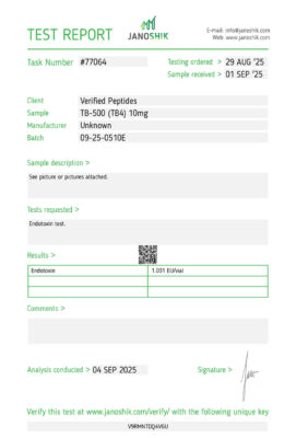 TB-500 Peptide Endotoxin Certificate of Analysis Lab Test Report September 2025