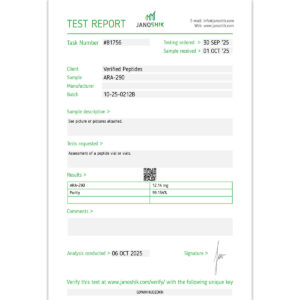 ARA-290 Peptide Purity Certificate of Analysis Lab Test Report October 2025