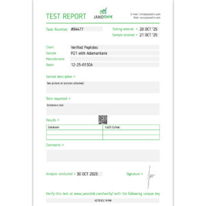 p21 Peptide Endotoxin Certificate of Analysis Lab Test Report October 2025