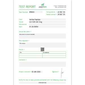 CJC-1295 DAC Peptide TFA Certificate of Analysis Lab Test Report December 2025 sq