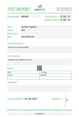 KPV Peptide Purity Certificate of Analysis Lab Test Report January 2026