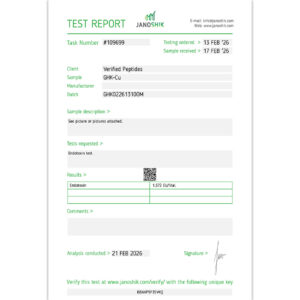 GHK-Cu Peptide Endotoxin Certificate of Analysis Lab Test Report February 2026