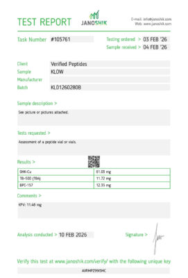 KLOW Peptide Purity Certificate of Analysis Lab Test Report February 2026