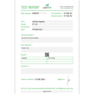 PT-141 Peptide Endotoxin Certificate of Analysis Lab Test Report February 2026