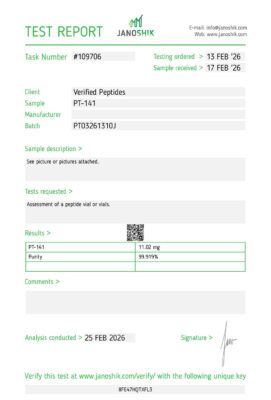 PT-141 Peptide Purity Certificate of Analysis Lab Test Report February 2026