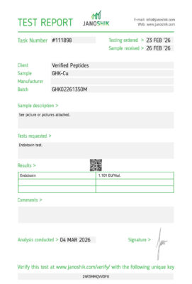 GHK-Cu 50mg Peptide Endotoxin Certificate of Analysis Lab Test Report March 2026