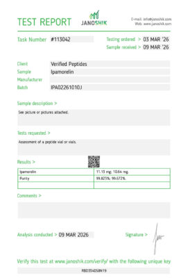 Ipamorelin Peptide Purity Certificate of Analysis Lab Test Report March 2026