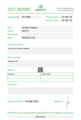 MOTSC 10mg Peptide Endotoxin Certificate of Analysis Lab Test Report March 2026